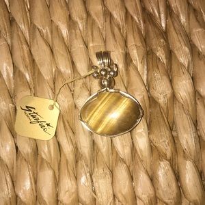 Starfire Designs Handmade Double-Sided Tiger Eye & Black Onyx Pendant, $250